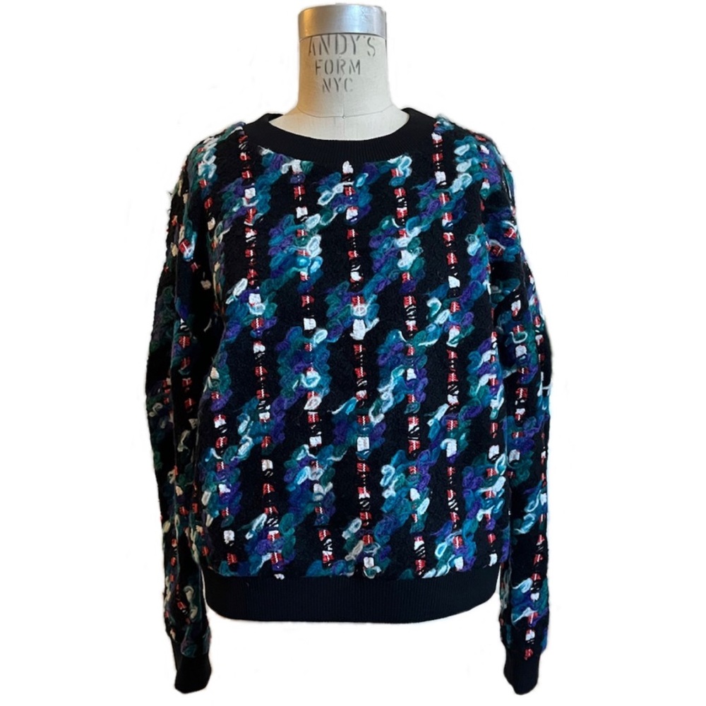 New/ Stripe Pattern Details Drop Shoulder Chunky … - image 1